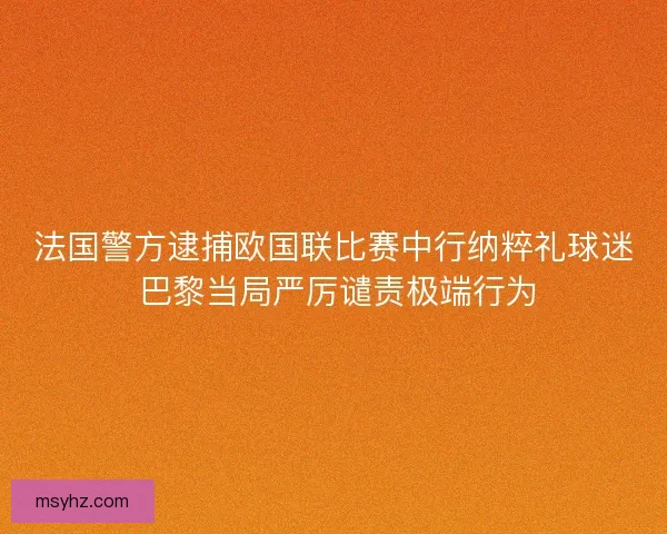 法国警方逮捕欧国联比赛中行纳粹礼球迷 巴黎当局严厉谴责极端行为