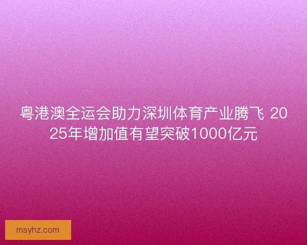 粤港澳全运会助力深圳体育产业腾飞 2025年增加值有望突破1000亿元