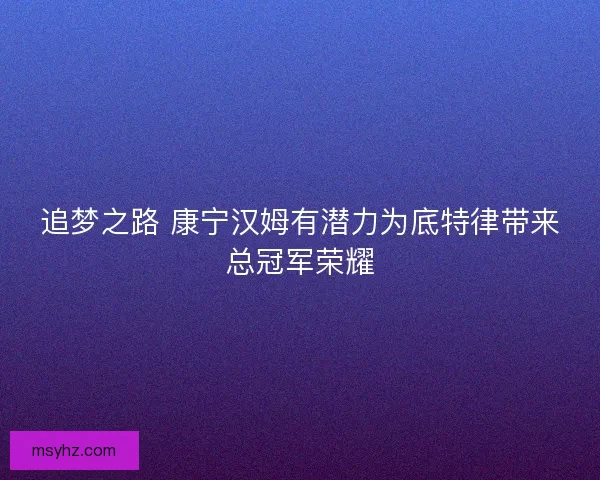 追梦之路 康宁汉姆有潜力为底特律带来总冠军荣耀
